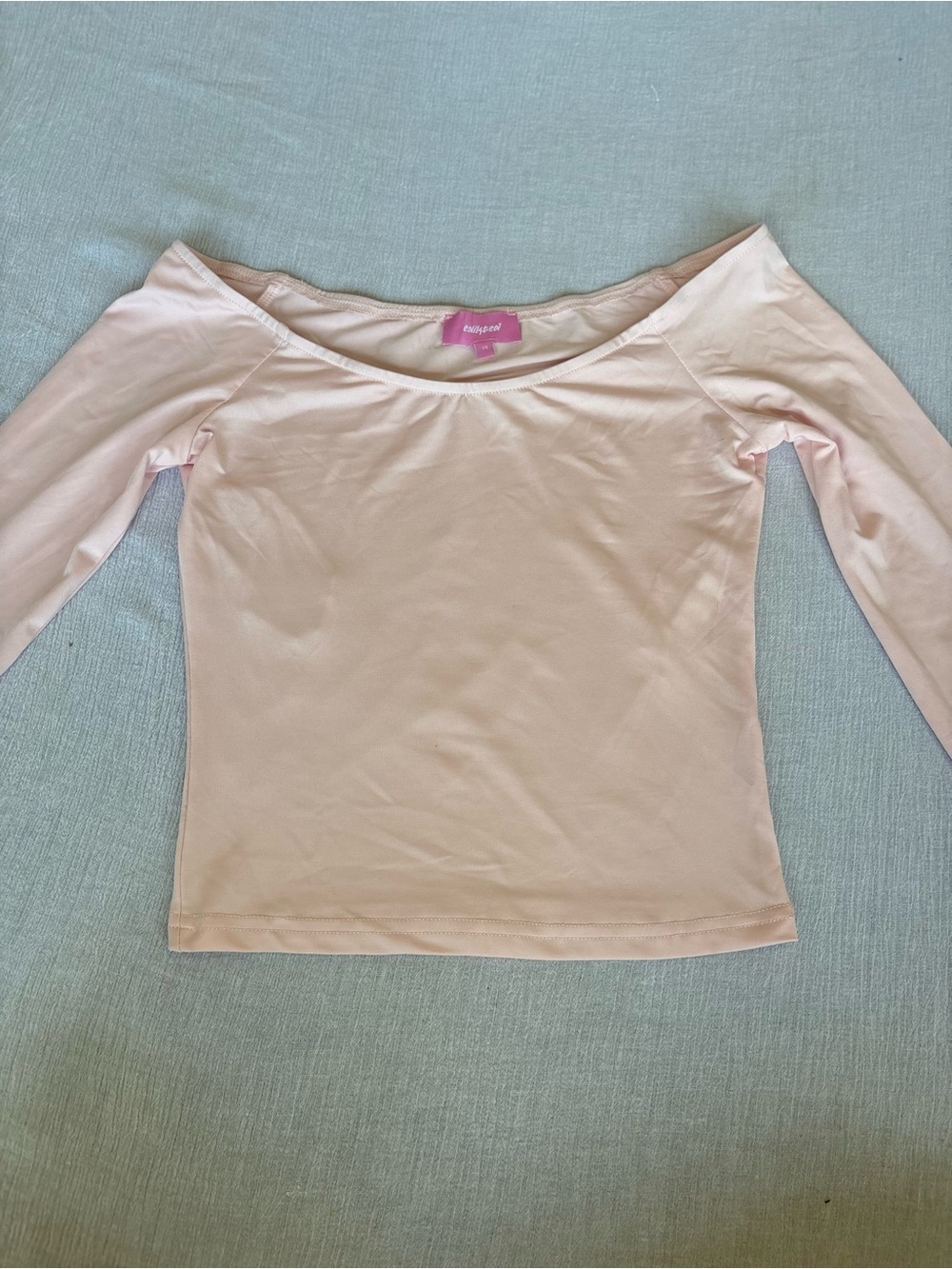 Edikted Pale Pink Off-Shoulder Long Sleeve Top